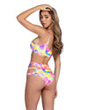 Rainbow Candy Shimmer Multi-Colored Keyhole High Waisted Shorts