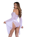 Goddess Sheer Mesh Romper with Bell Sleeves