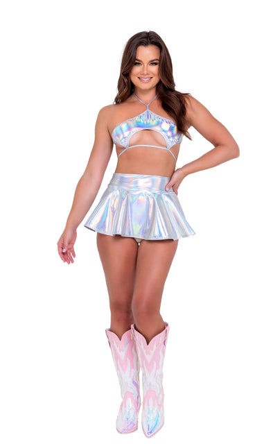 Spice Girl Holographic Keyhole Tie-Top