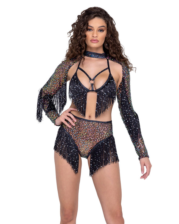 Wild West Sequin Fishnet High Waisted Shorts