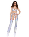 Disco Babe Hologram Crop Top with Buckle Closer